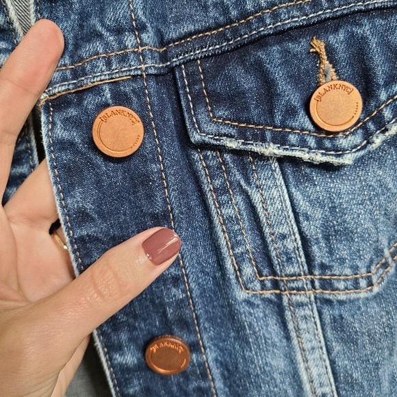 BlankNYC Cropped Denim Jacket, XS, Blue w/Copper Hardware - Picture 4 of 8